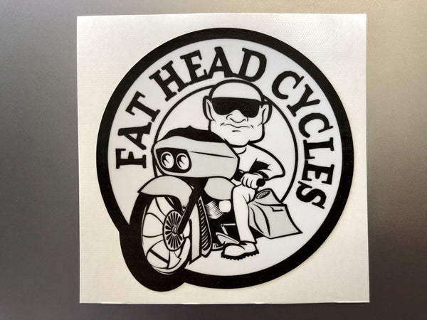Fat Head Cycles Fat Head Cycles Apparel Black & White Fat Head Cycles Sticker